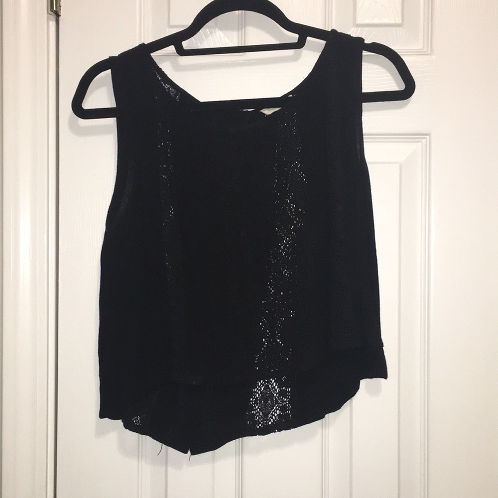 Black eyelet tank top